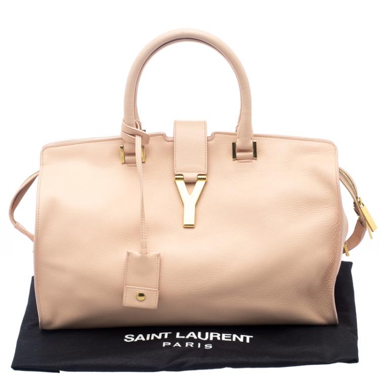 Pre Owned Saint Laurent Paris Peach Leather Medium Cabas Chyc Satchel