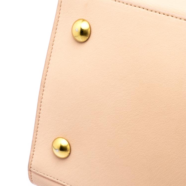 Pre Owned Saint Laurent Paris Peach Leather Medium Cabas Chyc Satchel