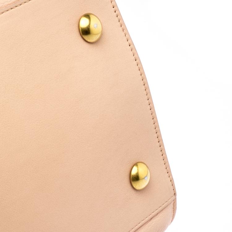 Pre Owned Saint Laurent Paris Peach Leather Medium Cabas Chyc Satchel