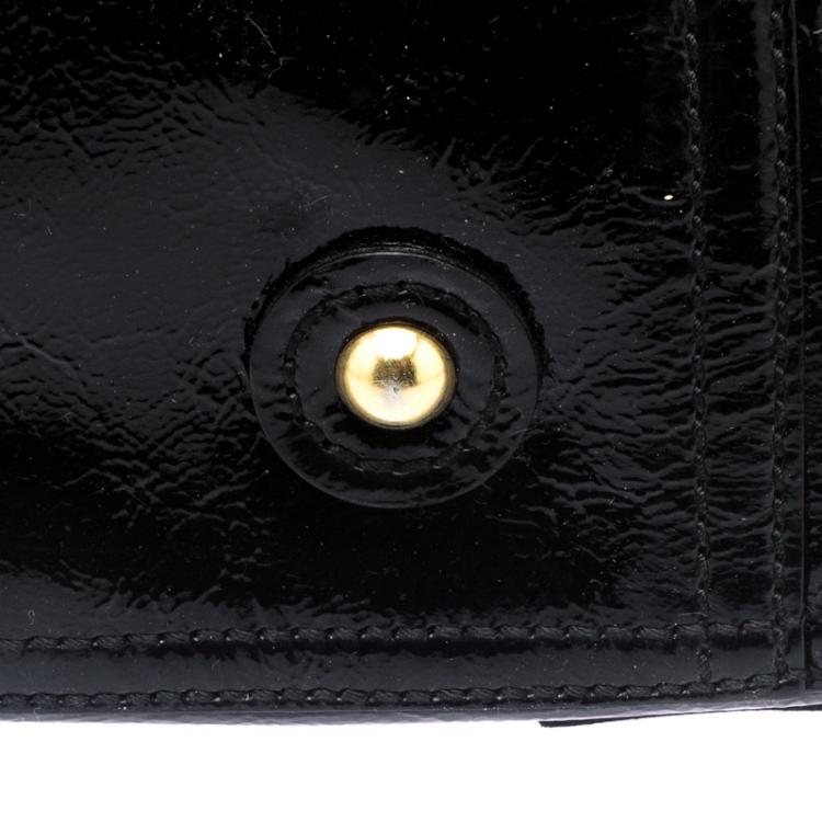 Pre Owned Saint Laurent Paris Black Patent Leather Medium Floral Applique Downtown Tote