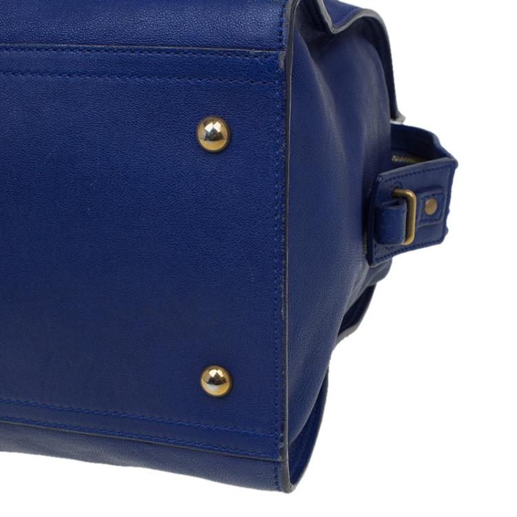 Pre Owned Saint Laurent Paris Blue Leather Medium Cabas Chyc Satchel