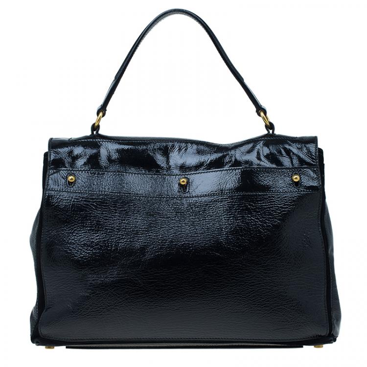 Pre Owned Saint Laurent Paris Black Patent Large Muse Two Tote