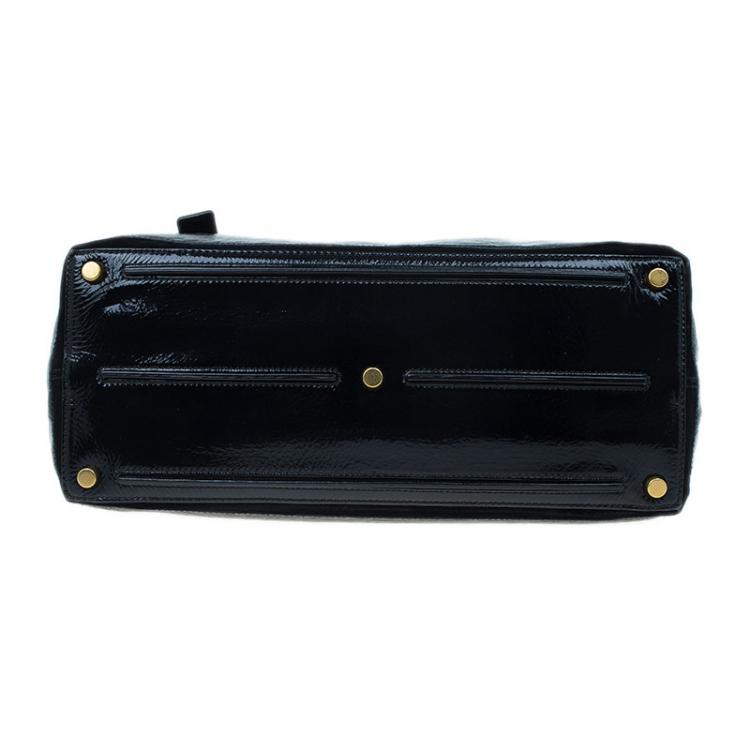 Pre Owned Saint Laurent Paris Black Patent Large Muse Two Tote