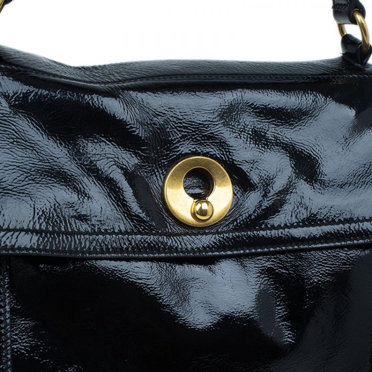 Pre Owned Saint Laurent Paris Black Patent Large Muse Two Tote