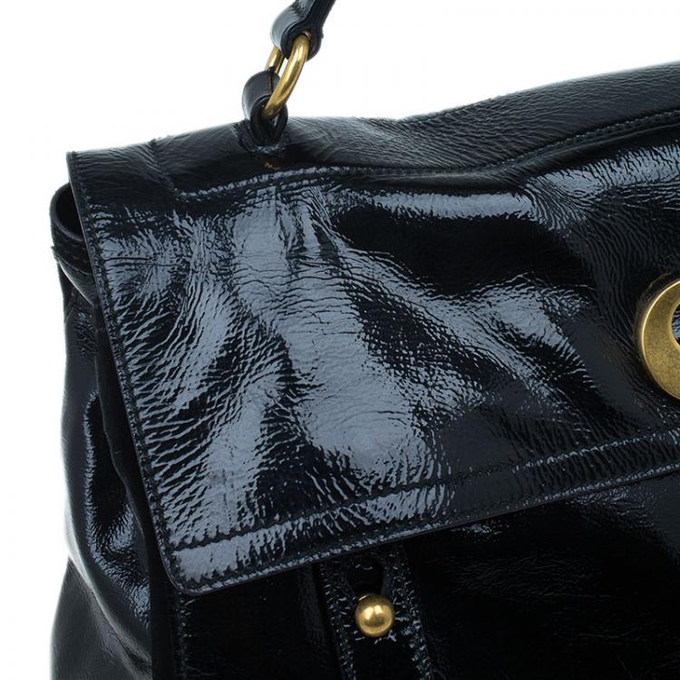 Pre Owned Saint Laurent Paris Black Patent Large Muse Two Tote
