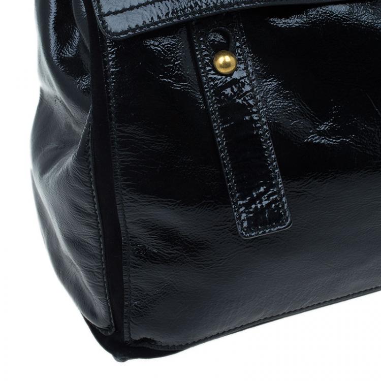 Pre Owned Saint Laurent Paris Black Patent Large Muse Two Tote