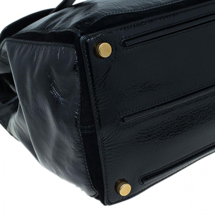 Pre Owned Saint Laurent Paris Black Patent Large Muse Two Tote