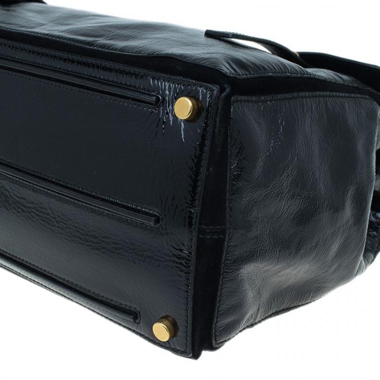 Pre Owned Saint Laurent Paris Black Patent Large Muse Two Tote