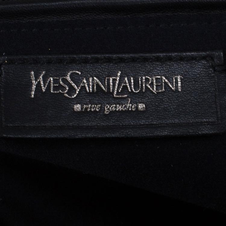 Pre Owned Saint Laurent Paris Metallic Silver Leather Sac 32 Tote