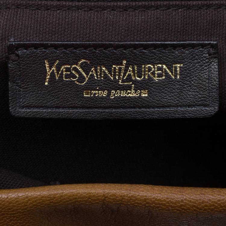 Pre Owned Saint Laurent Paris Brown Leather Fringe Grommet Signature Tote
