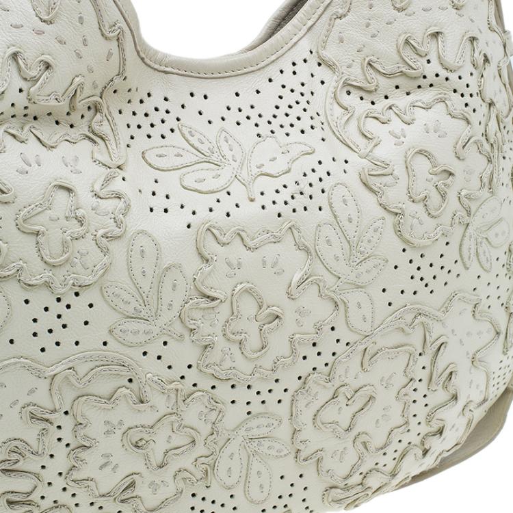 Pre Owned Saint Laurent Paris Cream Leather Limited Edition Mombasa Horn Hobo Bag