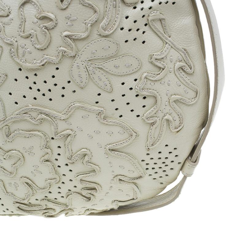 Pre Owned Saint Laurent Paris Cream Leather Limited Edition Mombasa Horn Hobo Bag