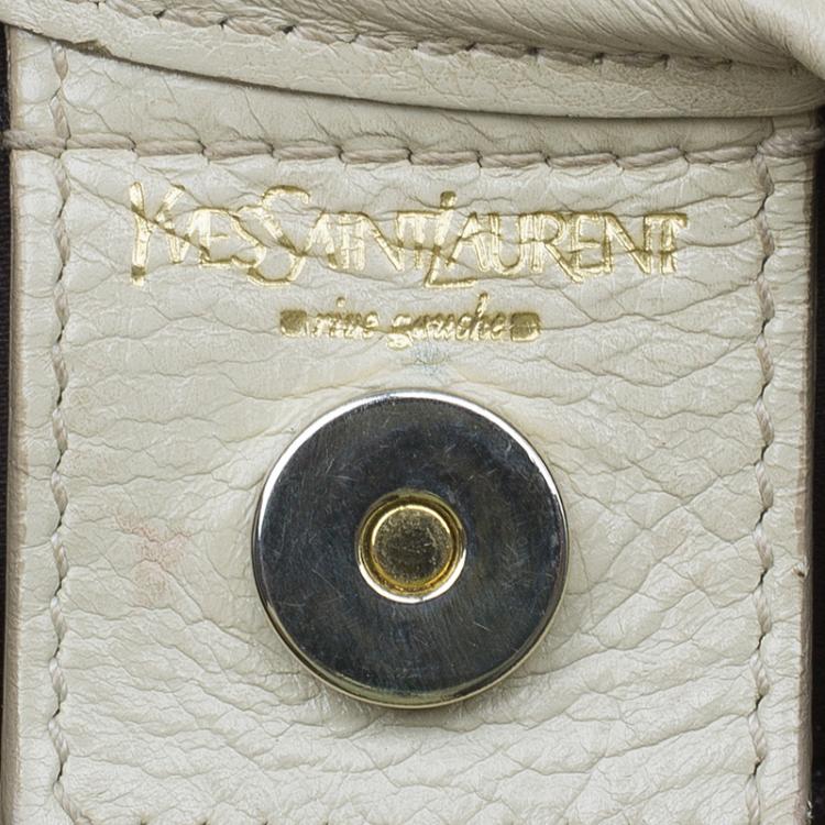 Pre Owned Saint Laurent Paris Cream Leather Limited Edition Mombasa Horn Hobo Bag