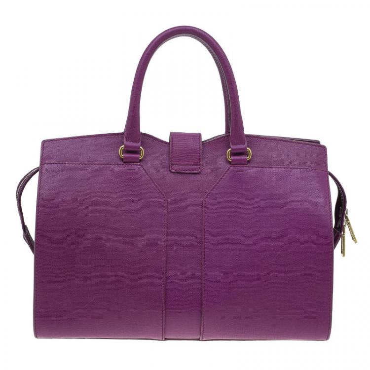 Pre Owned Saint Laurent Paris Purple Leather Medium Cabas Chyc Satchel