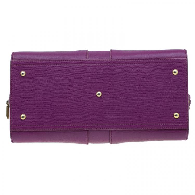Pre Owned Saint Laurent Paris Purple Leather Medium Cabas Chyc Satchel