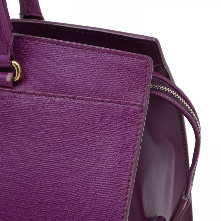 Pre Owned Saint Laurent Paris Purple Leather Medium Cabas Chyc Satchel
