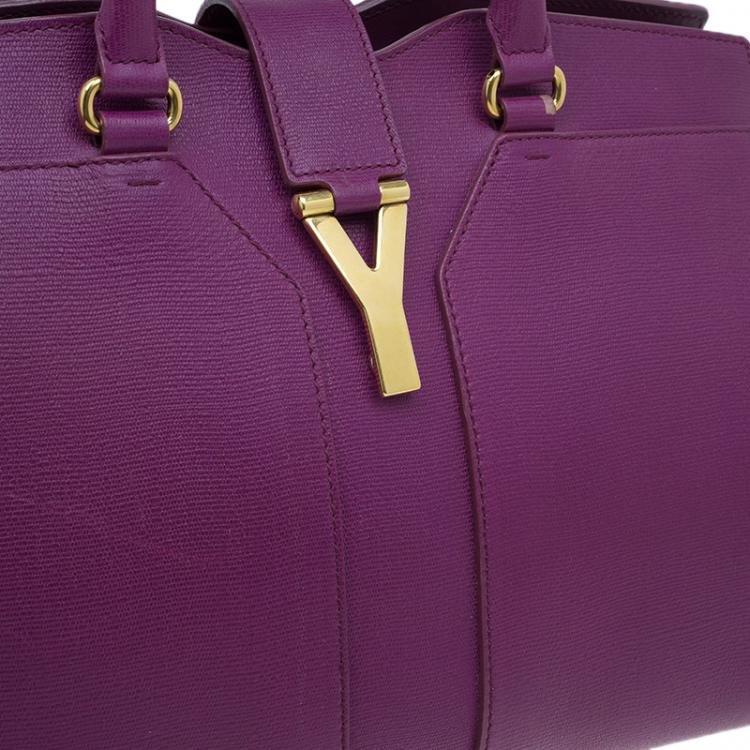 Pre Owned Saint Laurent Paris Purple Leather Medium Cabas Chyc Satchel