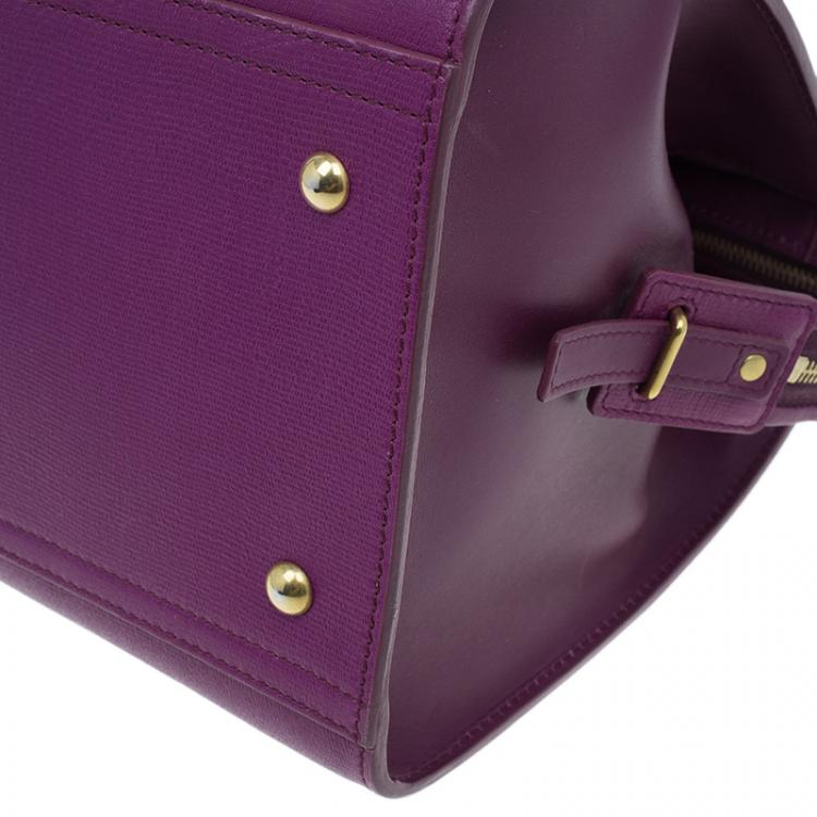 Pre Owned Saint Laurent Paris Purple Leather Medium Cabas Chyc Satchel