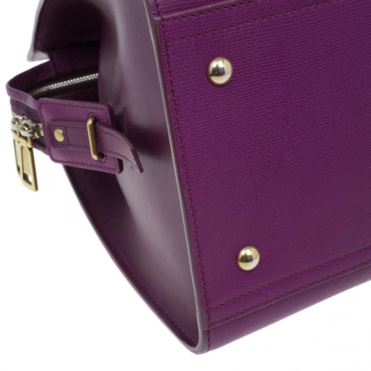 Pre Owned Saint Laurent Paris Purple Leather Medium Cabas Chyc Satchel