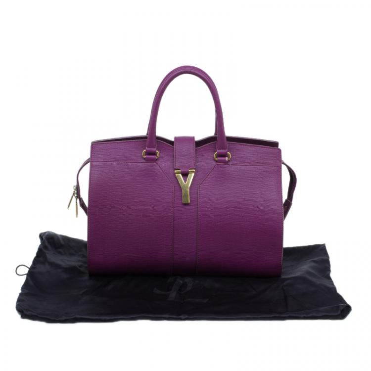 Pre Owned Saint Laurent Paris Purple Leather Medium Cabas Chyc Satchel