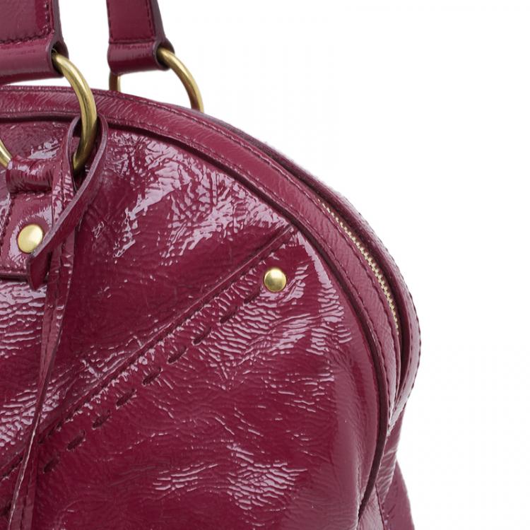 Pre Owned Saint Laurent Paris Burgundy Patent Leather Oversize Muse Tote