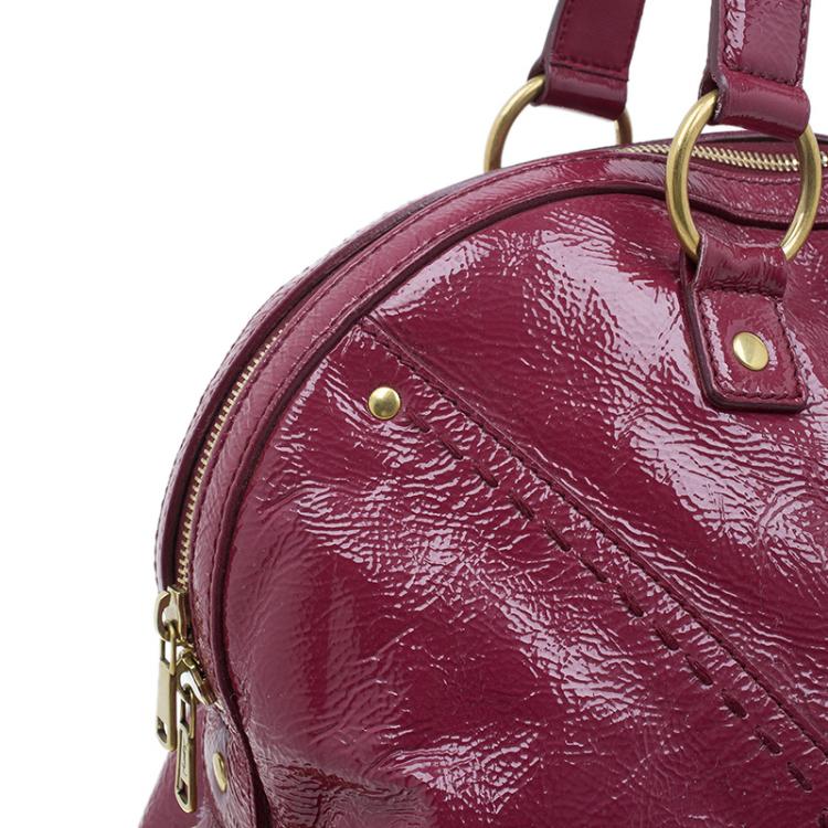 Pre Owned Saint Laurent Paris Burgundy Patent Leather Oversize Muse Tote