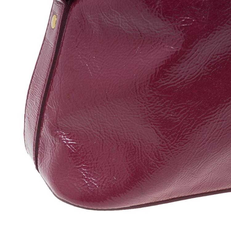 Pre Owned Saint Laurent Paris Burgundy Patent Leather Oversize Muse Tote
