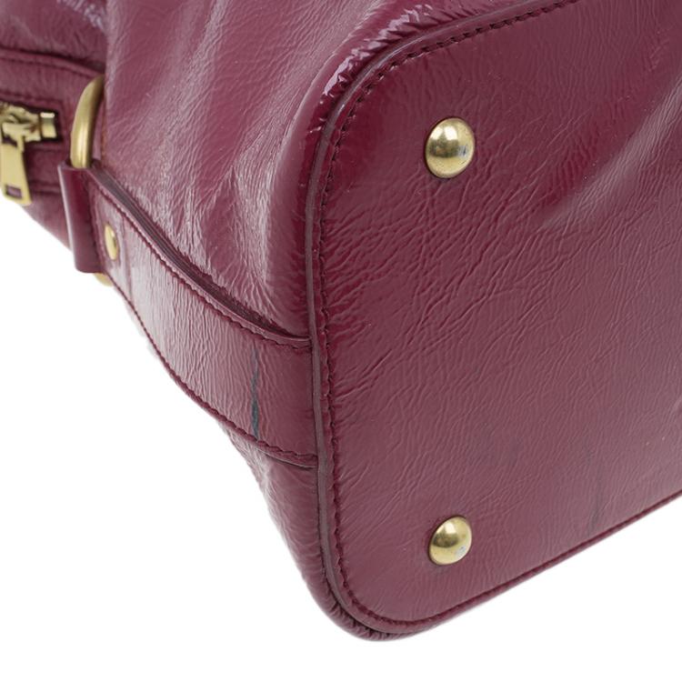 Pre Owned Saint Laurent Paris Burgundy Patent Leather Oversize Muse Tote
