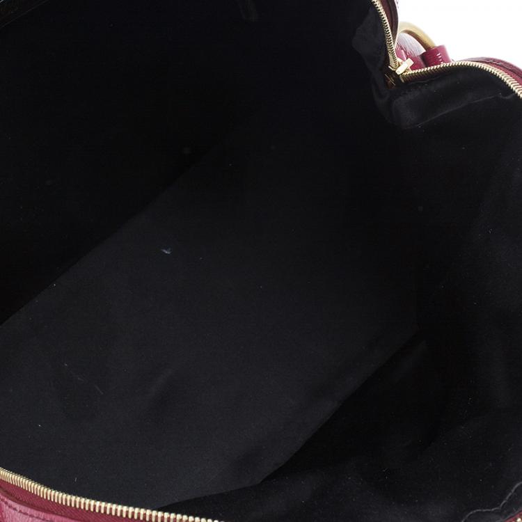 Pre Owned Saint Laurent Paris Burgundy Patent Leather Oversize Muse Tote