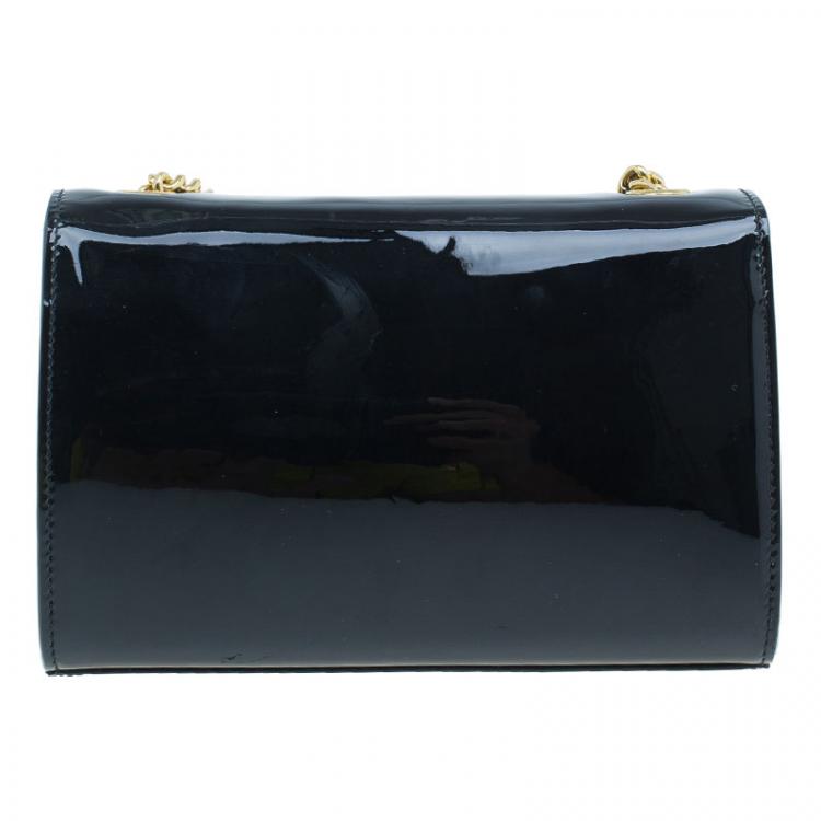Pre Owned Saint Laurent Paris Black Patent Leather Small Tassel Crossbody Bag