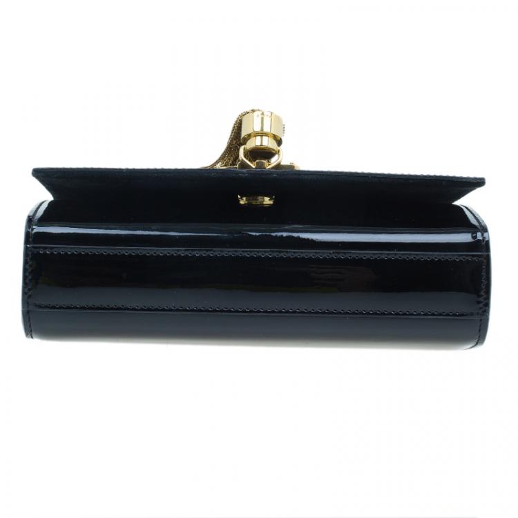 Pre Owned Saint Laurent Paris Black Patent Leather Small Tassel Crossbody Bag