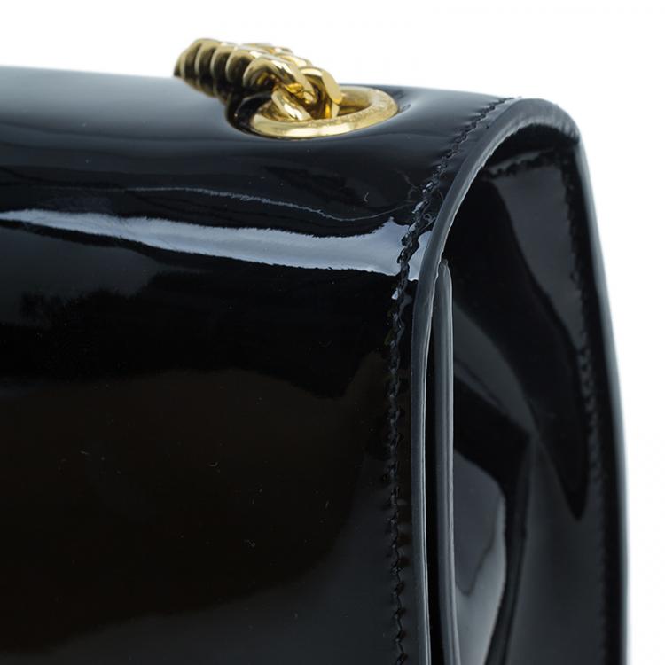 Pre Owned Saint Laurent Paris Black Patent Leather Small Tassel Crossbody Bag