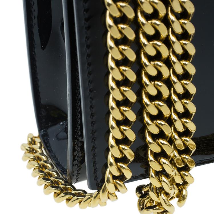 Pre Owned Saint Laurent Paris Black Patent Leather Small Tassel Crossbody Bag