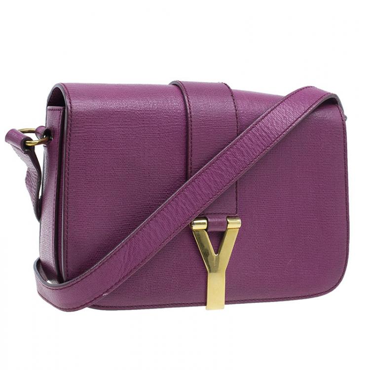 Pre Owned Saint Laurent Paris Purple Leather Classic Y Crossbody