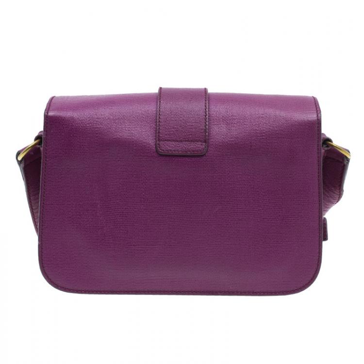 Pre Owned Saint Laurent Paris Purple Leather Classic Y Crossbody