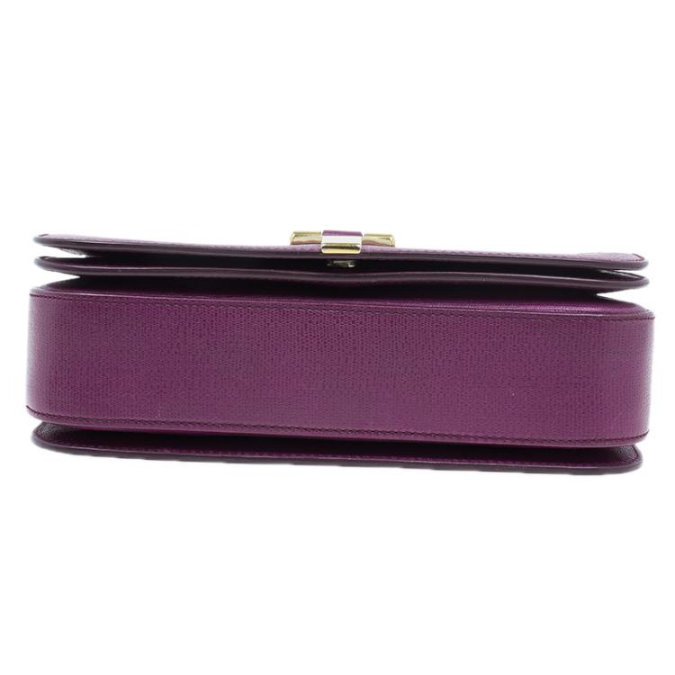 Pre Owned Saint Laurent Paris Purple Leather Classic Y Crossbody
