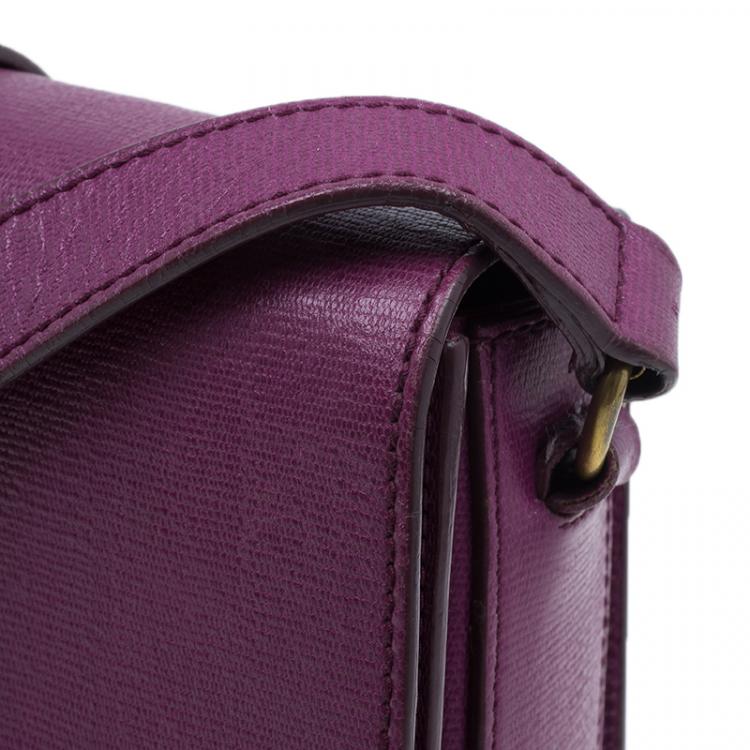 Pre Owned Saint Laurent Paris Purple Leather Classic Y Crossbody