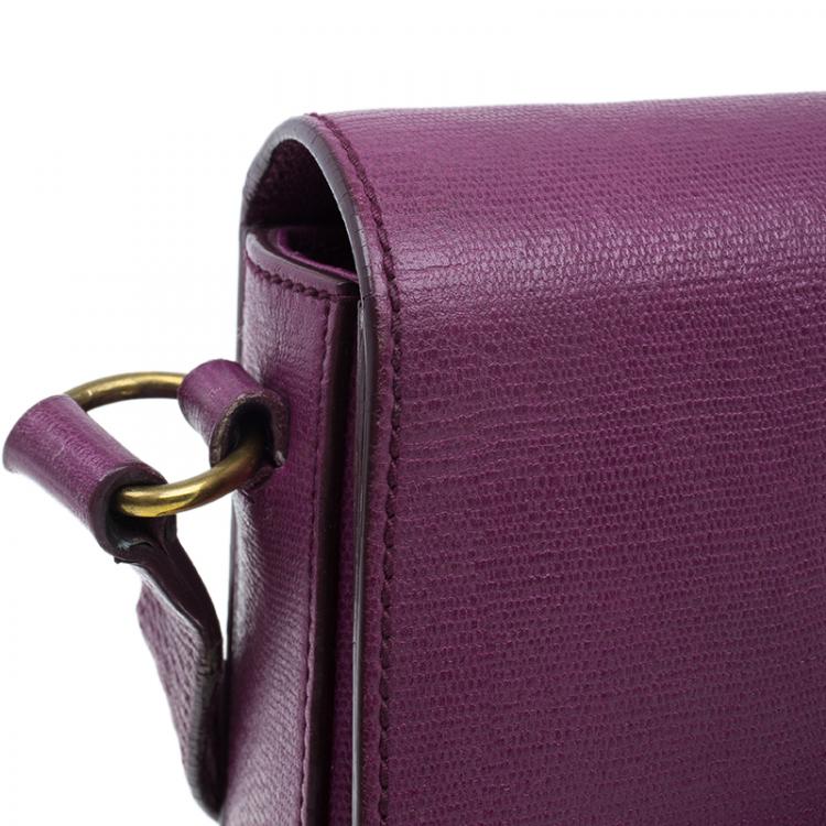 Pre Owned Saint Laurent Paris Purple Leather Classic Y Crossbody