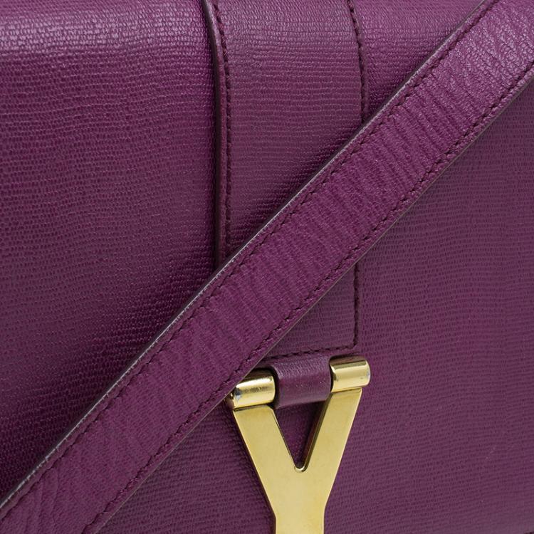 Pre Owned Saint Laurent Paris Purple Leather Classic Y Crossbody