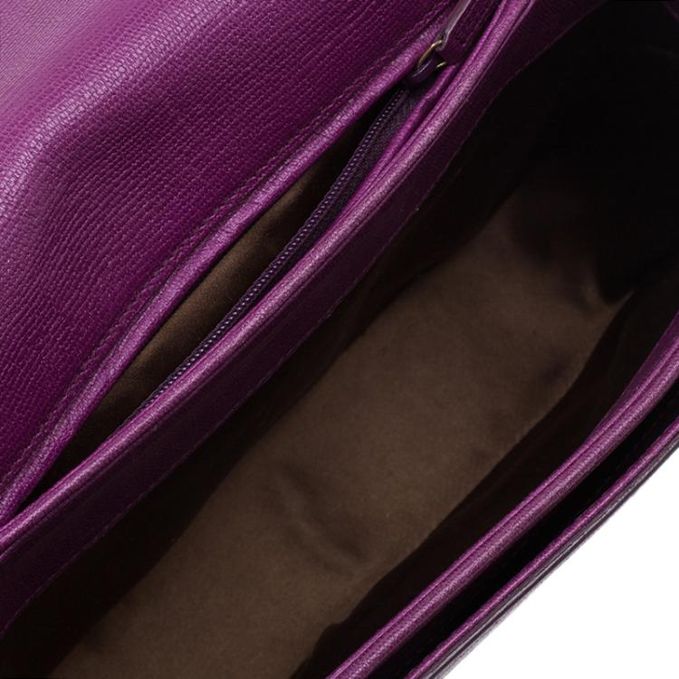 Pre Owned Saint Laurent Paris Purple Leather Classic Y Crossbody