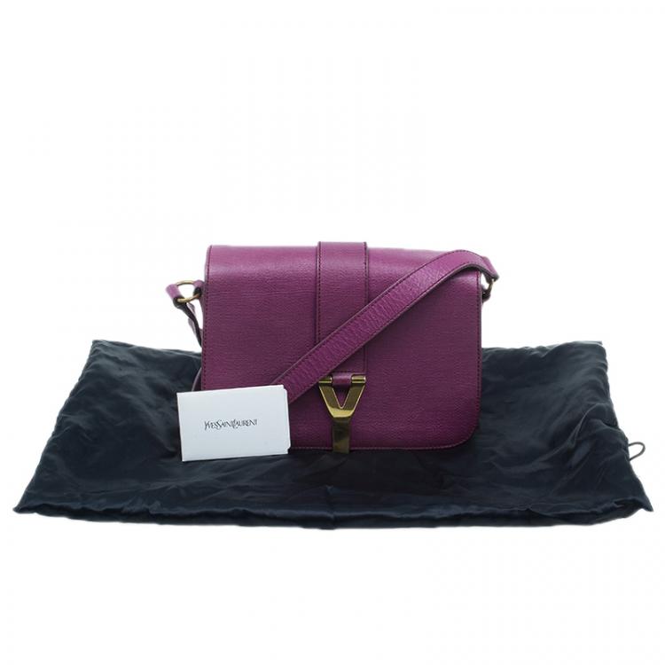 Pre Owned Saint Laurent Paris Purple Leather Classic Y Crossbody
