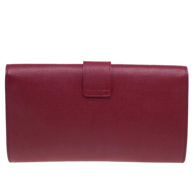 Pre Owned Saint Laurent Paris Red Leather Large CHYC Clutch
