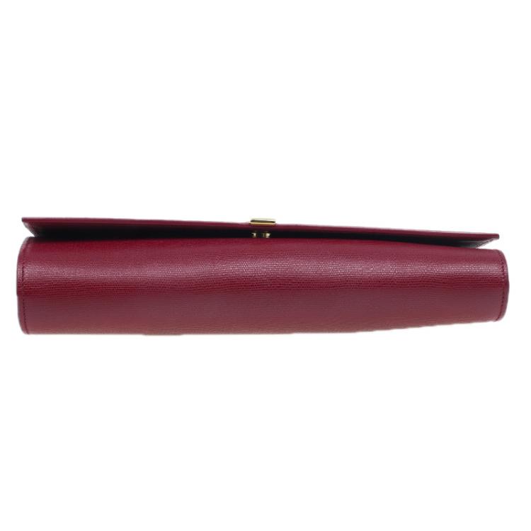 Pre Owned Saint Laurent Paris Red Leather Large CHYC Clutch