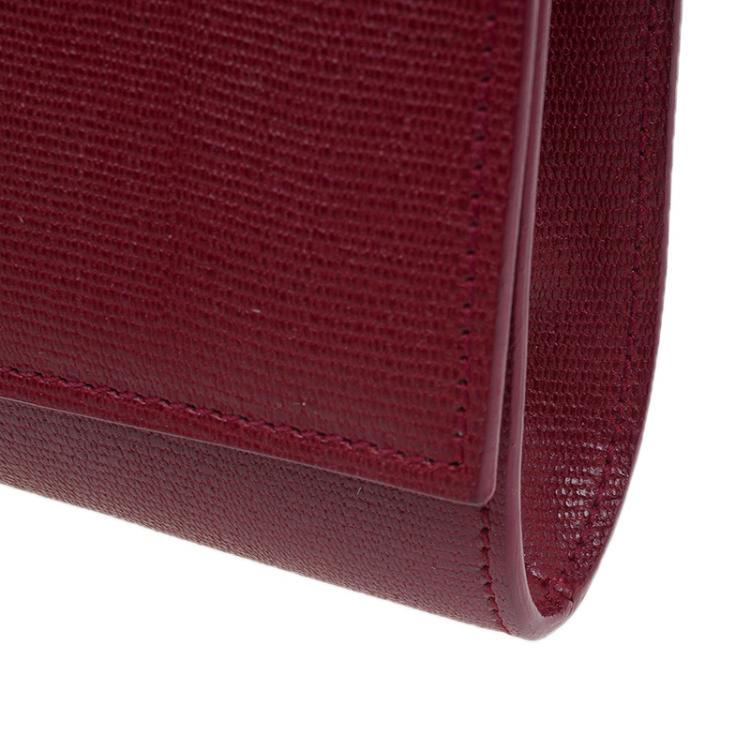 Pre Owned Saint Laurent Paris Red Leather Large CHYC Clutch