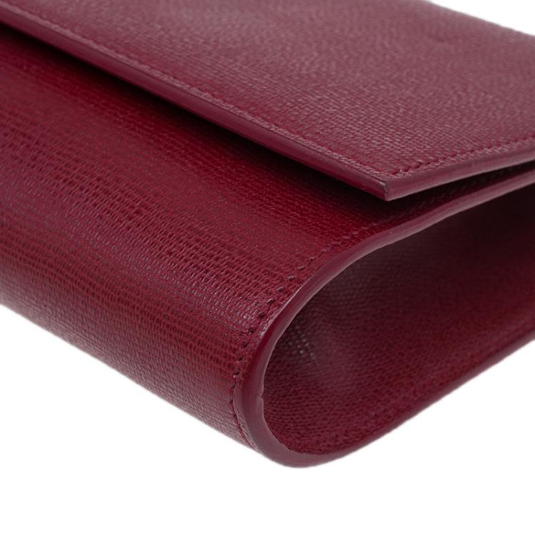 Pre Owned Saint Laurent Paris Red Leather Large CHYC Clutch