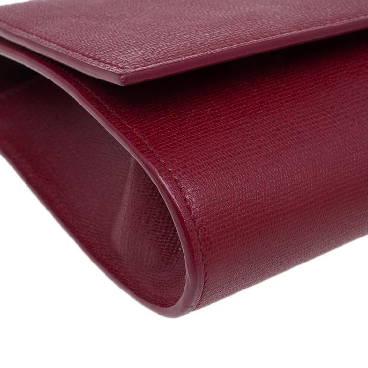 Pre Owned Saint Laurent Paris Red Leather Large CHYC Clutch