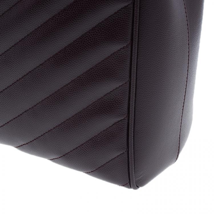 Pre Owned Saint Laurent Paris Burgundy Matelasse Leather Cassandre Shopper Tote