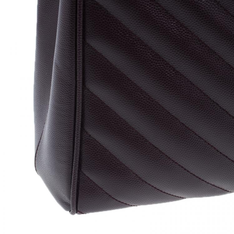 Pre Owned Saint Laurent Paris Burgundy Matelasse Leather Cassandre Shopper Tote