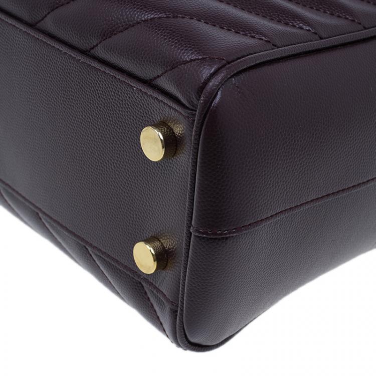 Pre Owned Saint Laurent Paris Burgundy Matelasse Leather Cassandre Shopper Tote