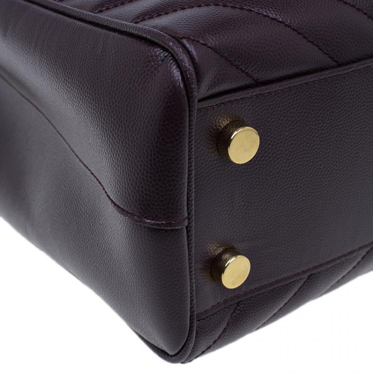 Pre Owned Saint Laurent Paris Burgundy Matelasse Leather Cassandre Shopper Tote